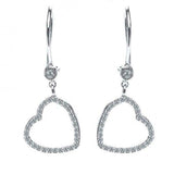 1ct Round Cut Diamond Open Heart Shape Drop Dangle Earrings 14k White Gold Over