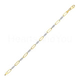 1ct Round Cut Moissanite Stylish Paperclip Chain Bracelet 14k Dual Gold Plated