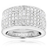 5Ct Round Cut Diamond Six Row Clustered Men Wedding Band 14K White Gold Finish