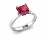 2ct Princess Cut Pink Ruby Engagement Ring Solitaire Women 18k White Gold Finish