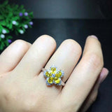 5ct Oval Cut Yellow Sapphire Engagement Ring Flower Cocktail 14k White Gold Over