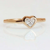 1ct Heart Cut Diamond Engagement Ring Bezel Set Solitaire 14k Rose Gold Finish