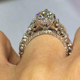 5Ct Pear Cut Diamond Cocktail Eternity Engagement Ring 14K White Gold Finish