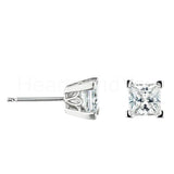 1ct Princess Cut Simulated Diamond Solitaire Stud Earrings 14k White Gold Plated