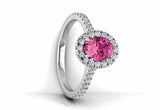 1.7ct Oval Cut Pink Sapphire Diamond Halo Engagement Ring 14k White Gold Finish