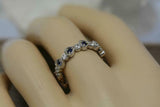 1.5ct Round Cut Blue Sapphire Wedding Band Full Eternity 14k White Gold Finish