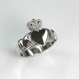 Claddagh Design Love Womens Irish Wedding Engagement Ring 14k White Gold Finish