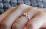 Solitaire Stackable Engagement Ring 1ct Emerald Cut Diamond 14k Rose Gold Finish