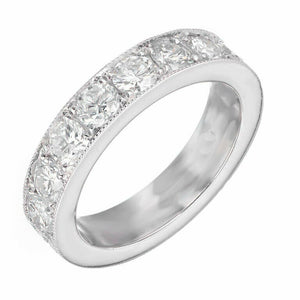 2.2ct Round Cut Diamond Wedding Ring Band Vintage Milgrain 14k White Gold Finish