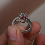 2ct Oval Cut Pink Ruby Engagement Ring 14k White Gold Finish Halo Split Shank