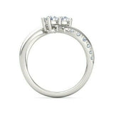 2Ct Round Cut Diamond Accent Two Stone Engagement Ring 14K White Gold Finish