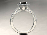 1.7ct Round Cut Black Diamond Accents Halo Engagement Ring 14k White Gold Finish