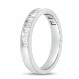 1.2ct Wedding Ring Band Emerald Cut Diamond Half Eternity 14k White Gold Finish