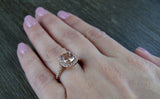 2ct Cushion Cut Peach Morganite Engagement Ring 14k RoseGold Finish Halo Promise