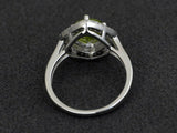 2.5ct Round Cut Green Peridot Engagement Ring 14k White Gold Finish Double Halo