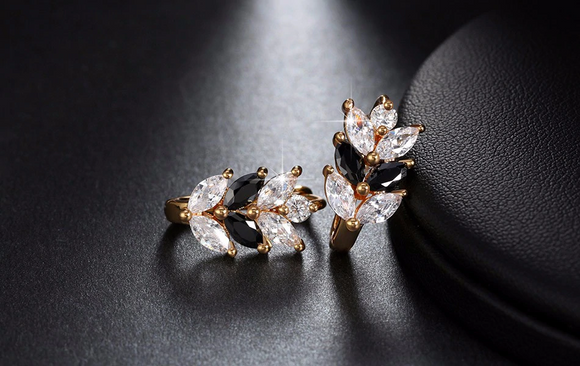 3.5ct Marquise Cut Black Diamond Leaf Style Drop Earrings 14k Yellow Gold Finish