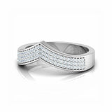 3Ct Round Cut Diamond Curved V Shape Wedding Band Ring 14K White Gold Finish