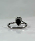 1ct Engagement Ring Pear Cut Black Diamond Solitaire 14k Black Gold Finish