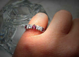 1.2ct Round Cut Pink Ruby 5 Stone Stackable Wedding Band Ring 14k WhiteGold Over