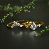 2Ct Princess Cut Diamond Bridal Women Wedding Set Stylish 14K Yellow Gold Finish