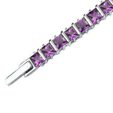 15Ct Princess Cut Purple Amethyst Elegant Tennis Bracelet 14K White Gold Finish