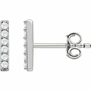 0.6ct Round Cut Diamond Vertical Bar Drop Earrings Women 14k White Gold Finish