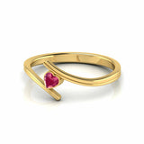 0.2Ct Heart Cut Pink Ruby Bypass Solitaire Engagement Ring 14K Yellow Gold Over