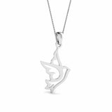 Flying Bird Pendant Freedom Independent Women Gift 14k WhiteGold Finish NO CHAIN