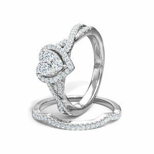 2.3ct Engagement Ring Round Cut Diamond Bridal Set Infinity 14k WhiteGold Finish