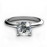 1ct Cushion Cut Diamond Unique Solitaire Engagement Ring 14k White Gold Finish