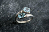 1.7ct Engagement Ring Oval Cut Aquamarine Two Stone Bypass 14k White Gold Finish