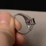 2ct Emerald Cut Purple Amethyst Solitaire Engagement Ring 14k White Gold Finish