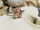 2.5ct Engagement Ring Cushion Cut Peach Morganite Solitaire 14k WhiteGold Finish