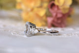 Three Stone Engagement Ring 1.4ct Cushion Cut VVS1 Diamond 14k White Gold Finish