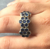 2.6ct Engagement Ring Round Cut Blue Sapphire Floral Design 14k White Gold Over