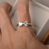 1.2ct Engagement Ring Heart Cut Diamond Bow Knot Design 14k White Gold Finish