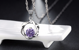 0.5ct Round Cut Purple Amethyst Pendant Flower 14k White Gold Finish NO CHAIN