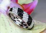 4Ct Round Cut Black & White Diamond Pave Set Wedding Band 14K White Gold Finish