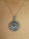 5Ct Round Cut Diamond Dual Halo Vintage Pendant with Chain 14K White Gold Finish