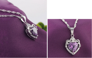 1.2ct Heart Cut Purple Amethyst Pendant Unique 14k White Gold Finish NO CHAIN