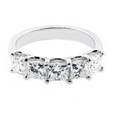 2ct Princess Cut Diamond 5 Stone Engagement Wedding Ring 14k White Gold Finish