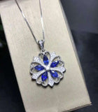 2.4ct Tanzanite Pendant Marquise Cut Floral Cocktail 14k WhiteGold Over NO CHAIN