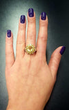 2.6ct Engagement Ring Oval Cut Yellow Citrine Floral Cluster 14k White Gold Over