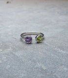 1.5ct Round Peridot Amethyst Open Fashion Engagement Ring 14k White Gold Finish