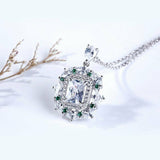 3Ct Radiant Cut Diamond Marquise Halo Iced Pendant 14K White Gold Over NO CHAIN