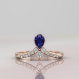 1ct Pear Cut Blue Sapphire Engagement Ring 14k Rose Gold Finish Vintage Style