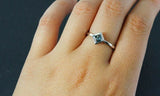 0.6ct Princess Cut Blue Aquamarine Solitaire Engagement Ring 14k White Gold Over