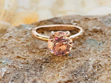 1.6ct Engagement Ring Round Cut Peach Morganite Solitaire 14k Rose Gold Finish