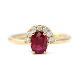 1.5ct Oval Cut Pink Ruby Engagement Ring 14k Yellow Gold Finish Diamond Crown