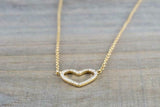 1.5ct Round Diamond Heart Shape Open Design Pendant Chain 14k YellowGold Finish